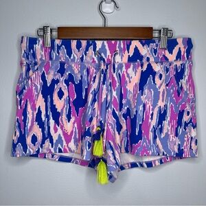 Lilly Pulitzer Yasmin Shorts Too Many Prints Pink Blue Tassels Womens Sz Medium